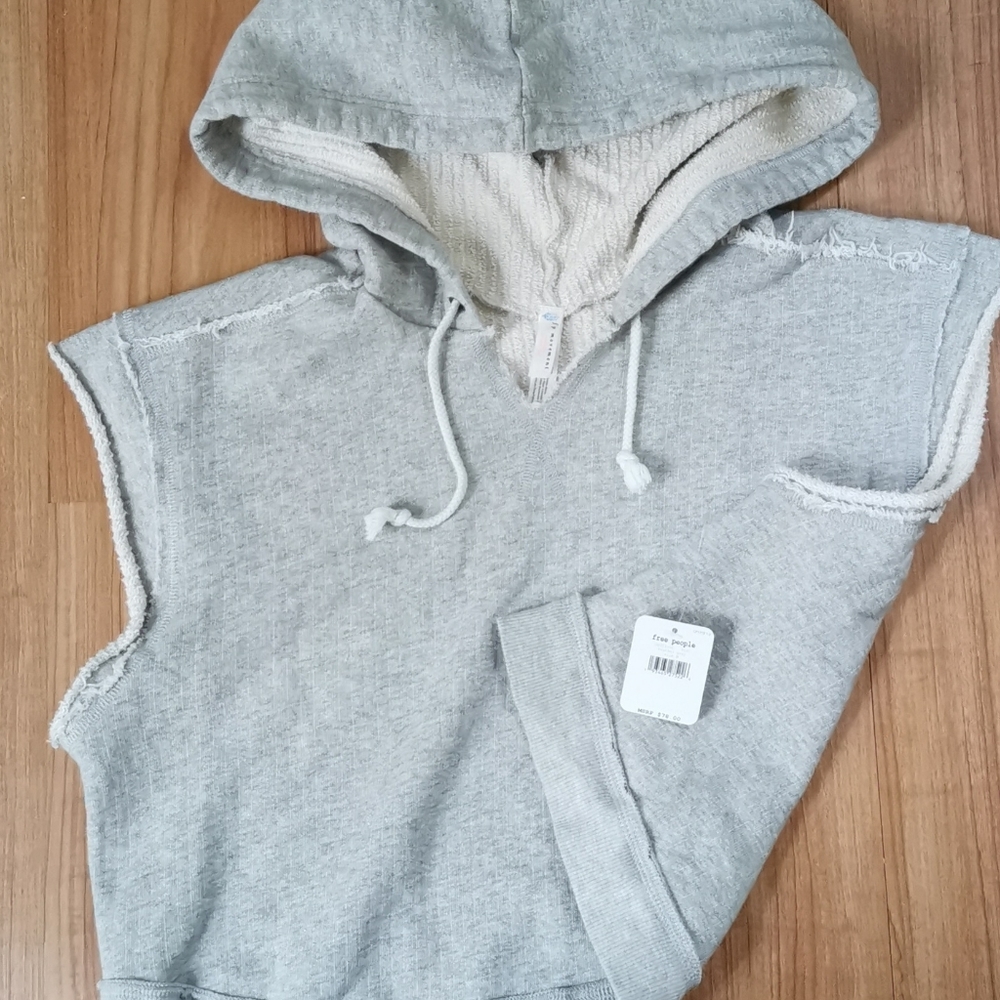 NWT FREE PEOPLE Cutoff Cropped Swoop Hoodie Medium